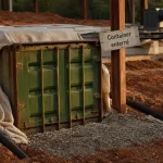 Enterrer un container maritime avec renforts et drainage chantier