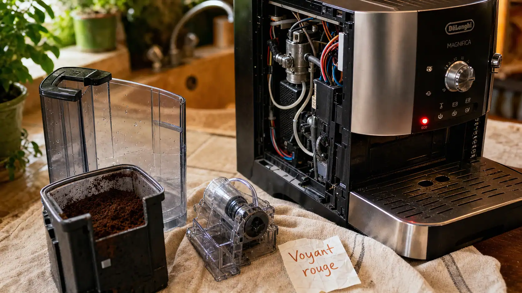 Machine à café Delonghi : problème voyant rouge