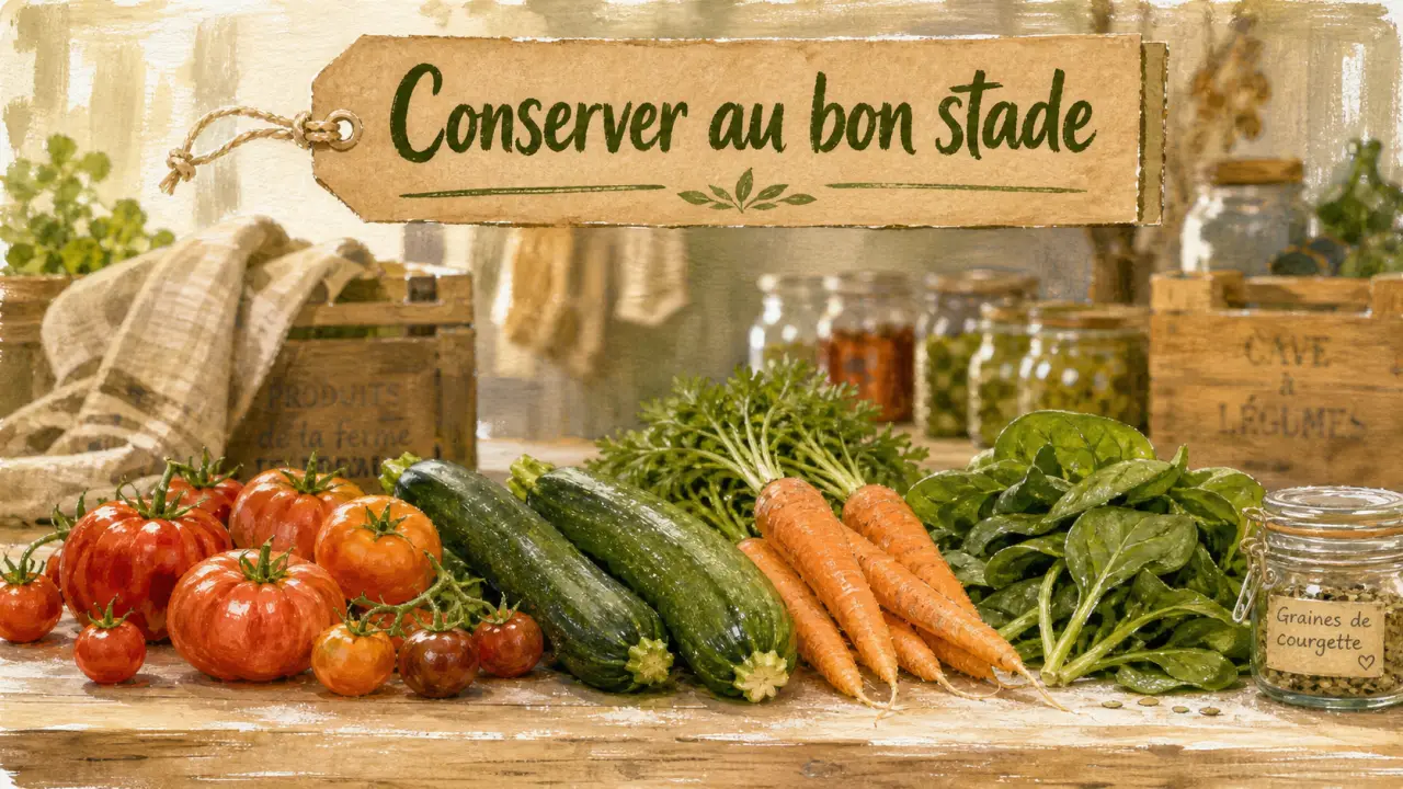 Récolter et conserver ses légumes, bocaux et légumes triés au matin frais