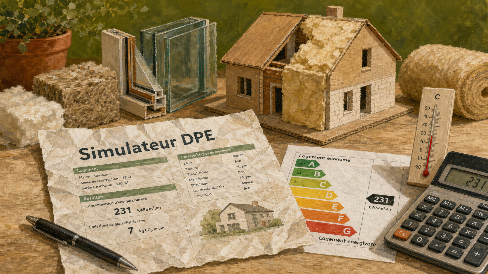 simulateur diagnostic dpe habitats durables : estimation DPE A-G et travaux à prioriser