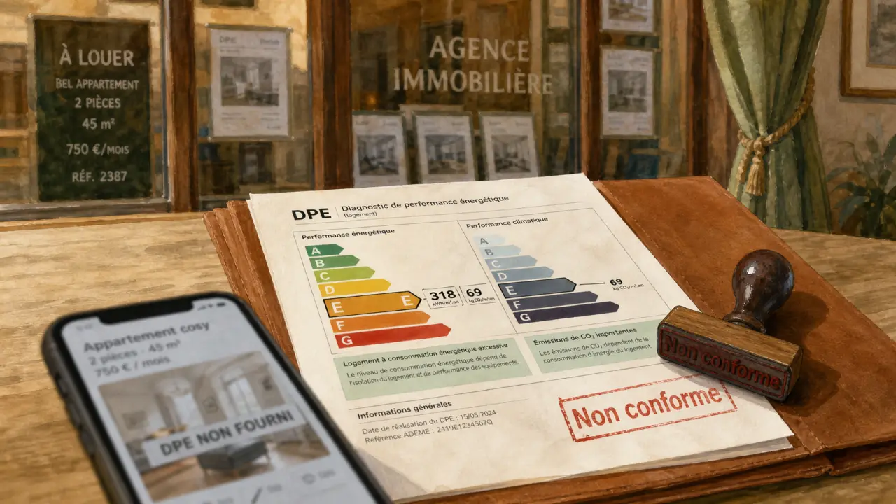 Annonce sans dpe interdit : risque d’amende 15 000 € et exceptions DPE