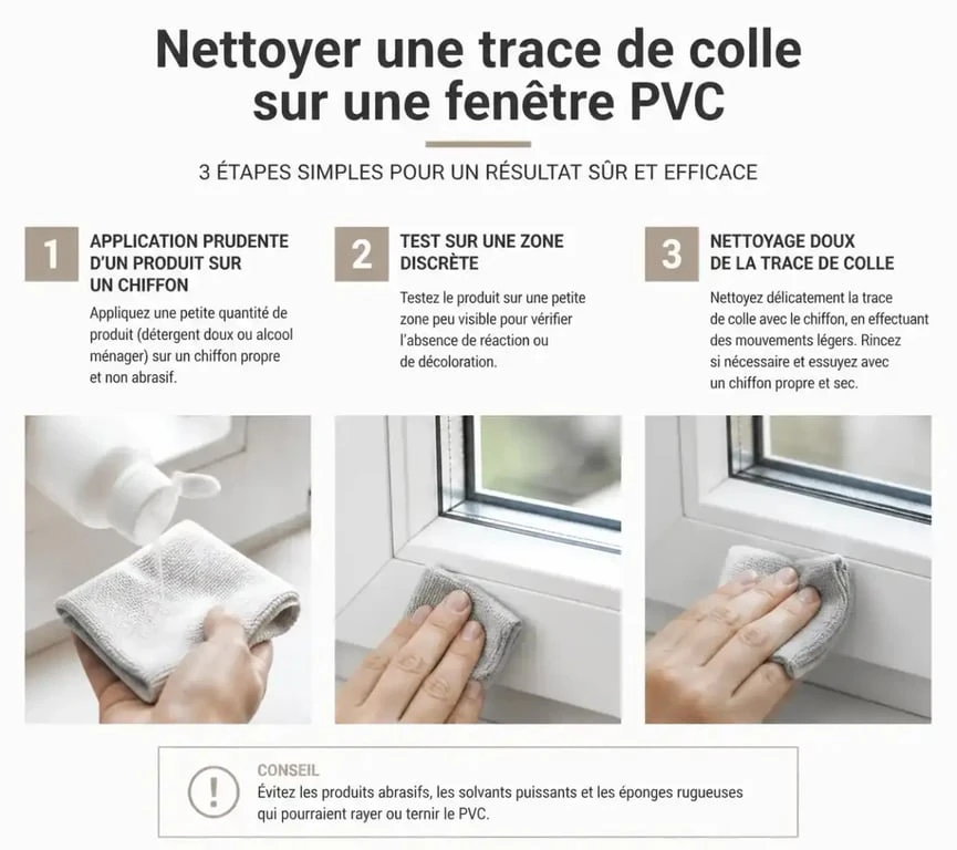 Étapes pour enlever de la colle sur une fenêtre PVC sans l'abîmer