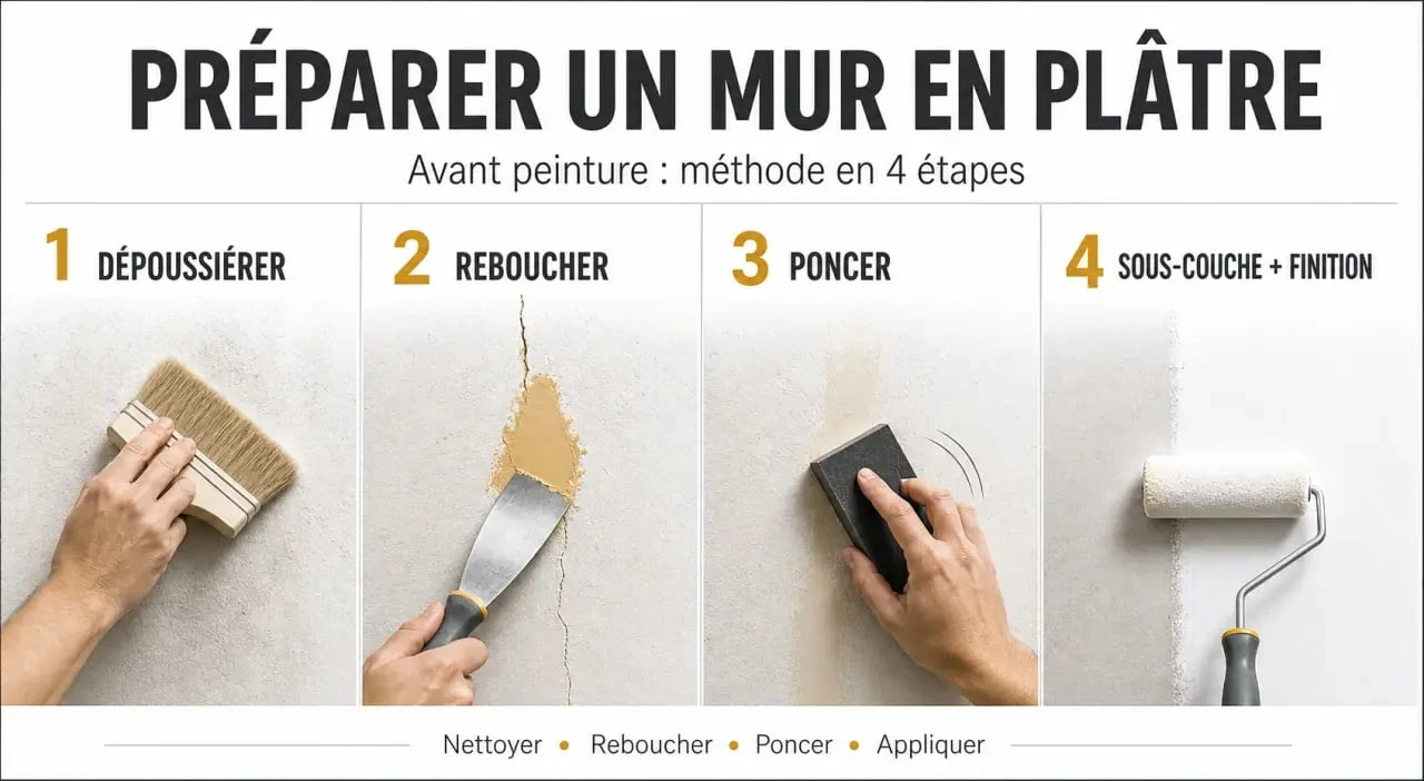 Peindre du platre : préparation du mur en 4 étapes avant la mise en peinture