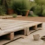 Palette pour terrasse : palettes EUR/EPAL sur dalle en bois sec