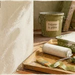 Peindre du platre : mur en plâtre prêt à peindre, outils de peinture