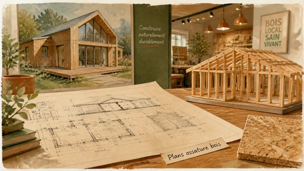 Plan maison ossature bois : plain-pied, R+1 et surfaces qui font la différence