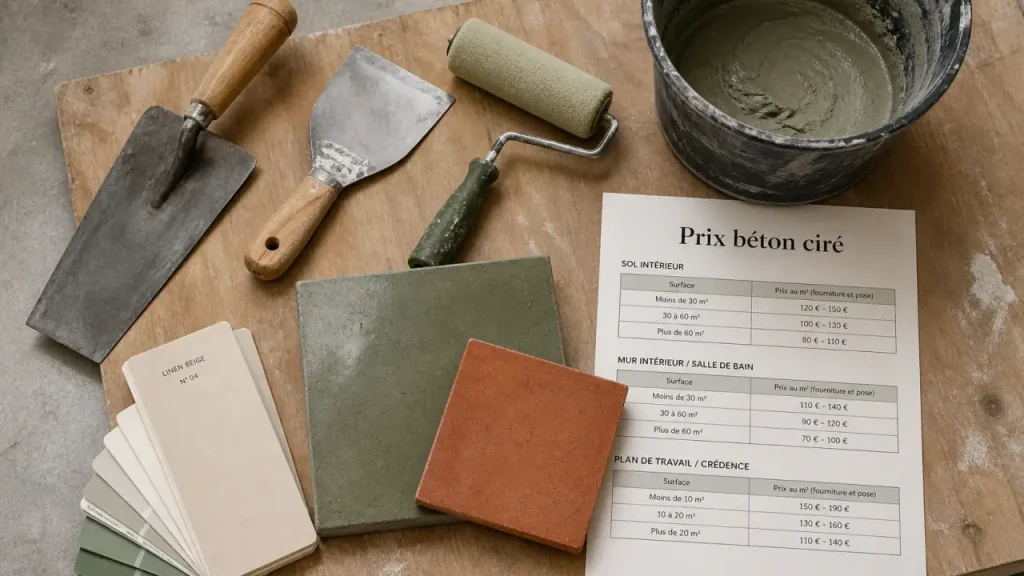 Prix du béton ciré au m² : kit, artisan ou support complexe, ce qui fait vraiment monter le devis
