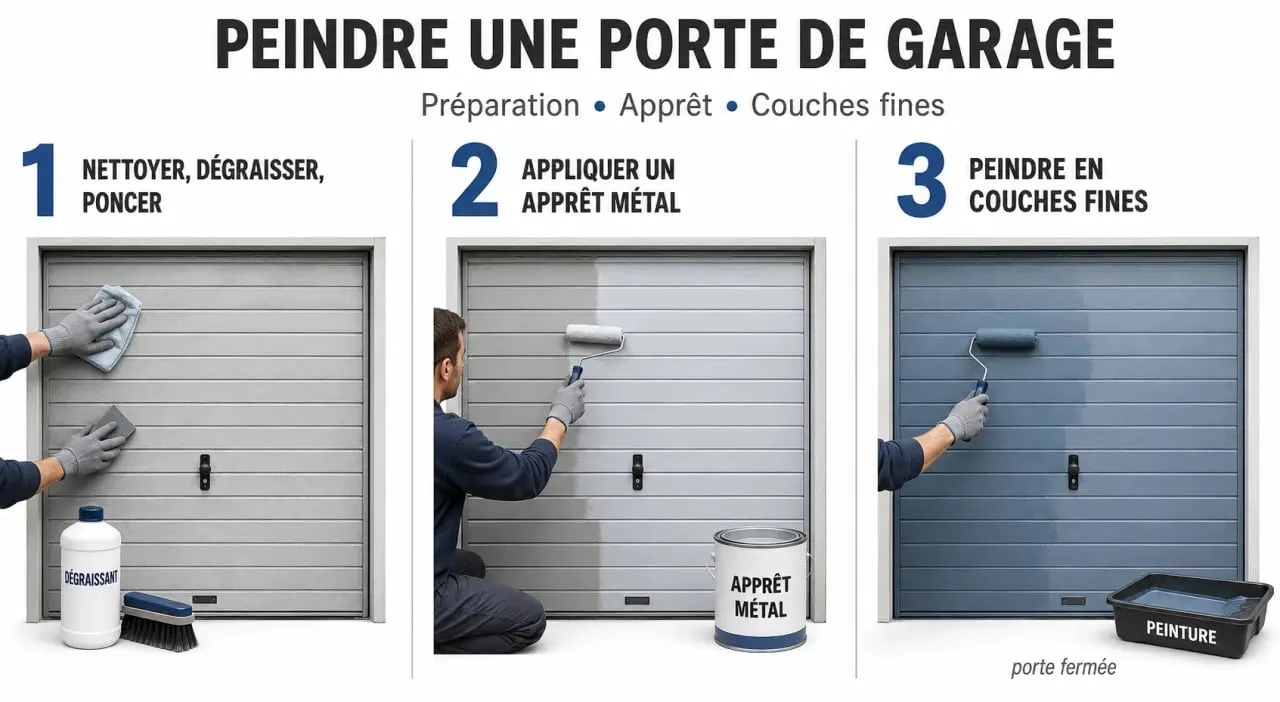 Peindre une porte de garage : préparation, apprêt et application en couches fines