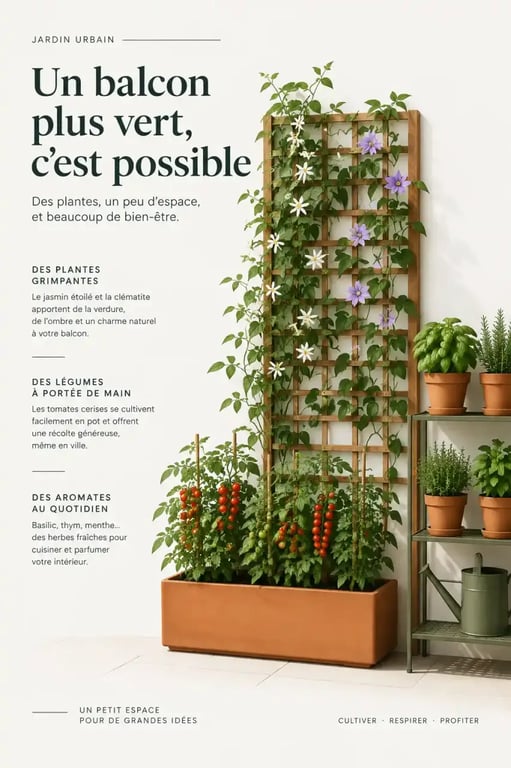 Aménager un coin potager esthétique sur son balcon urbain avec des bacs en bois et un potager vertical