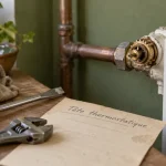 Démonter thermostat radiateur : tête thermostatique retirée, corps de vanne visible